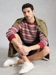 White Stuff Red Attadale Crew Neck Thin Stripe Jumper - Image 3 of 6