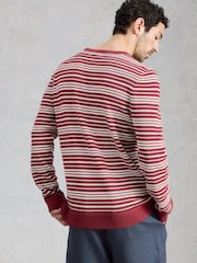 White Stuff Red Attadale Crew Neck Thin Stripe Jumper - Image 4 of 6