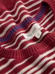 White Stuff Red Attadale Crew Neck Thin Stripe Jumper - Image 6 of 6