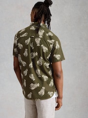 White Stuff Green Finsbury Short Sleves Shrimp Print Shirt - Image 2 of 6