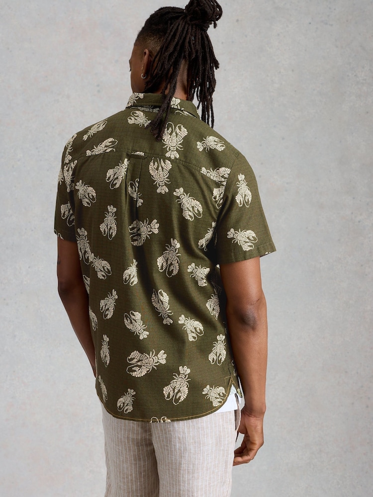 White Stuff Green Finsbury Short Sleves Shrimp Print Shirt - Image 2 of 6