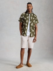 White Stuff Green Finsbury Short Sleves Shrimp Print Shirt - Image 3 of 6