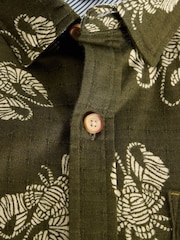 White Stuff Green Finsbury Short Sleves Shrimp Print Shirt - Image 6 of 6