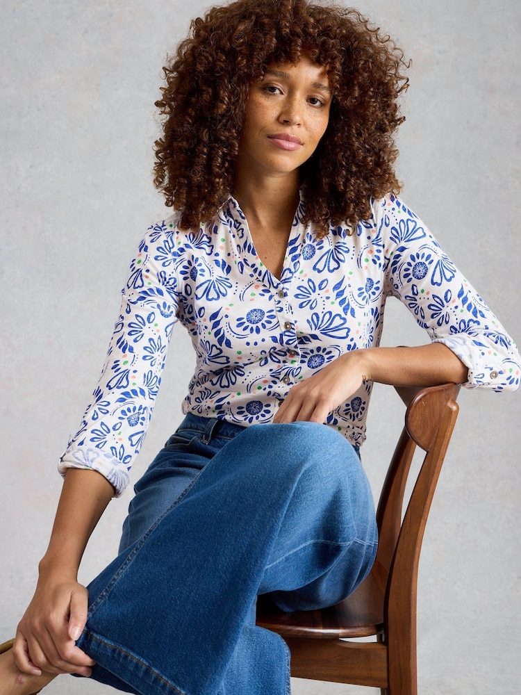 White Stuff White Annie Jersey Shirt - Image 1 of 6