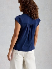 White Stuff Blue Amelia Embroidery Top - Image 2 of 6