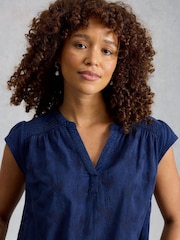 White Stuff Blue Amelia Embroidery Top - Image 3 of 6