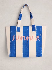 White Stuff Blue Canvas Summer Stuff Bag - Image 1 of 4
