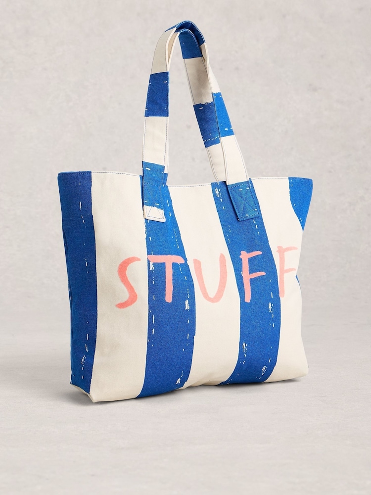 White Stuff Blue Canvas Summer Stuff Bag - Image 2 of 4