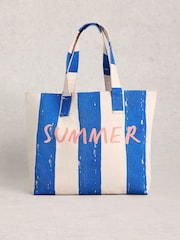 White Stuff Blue Canvas Summer Stuff Bag - Image 3 of 4