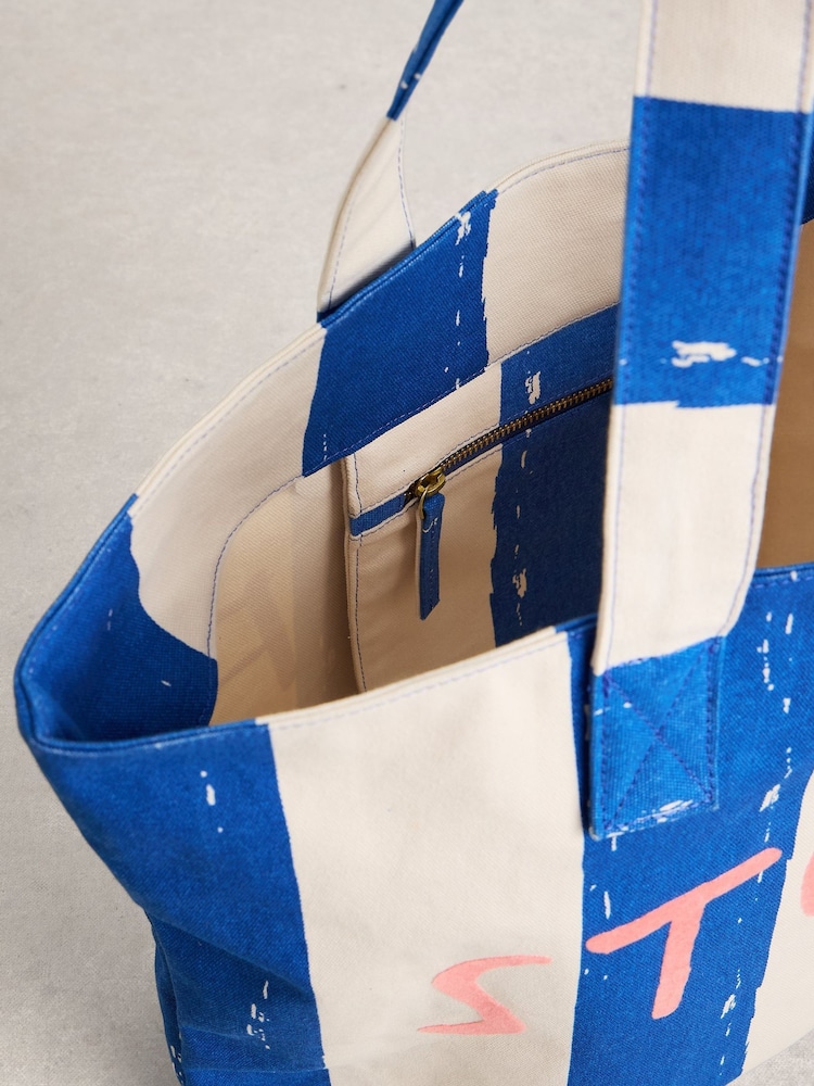 White Stuff Blue Canvas Summer Stuff Bag - Image 4 of 4