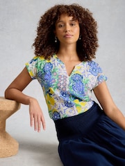 White Stuff White Nelly Notch Neck T-Shirt - Image 1 of 6