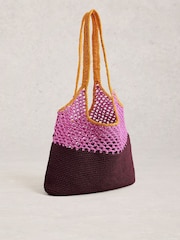 粉色／棕色 - White Stuff Christe Crochet Shopper Bag - 圖片 1/4