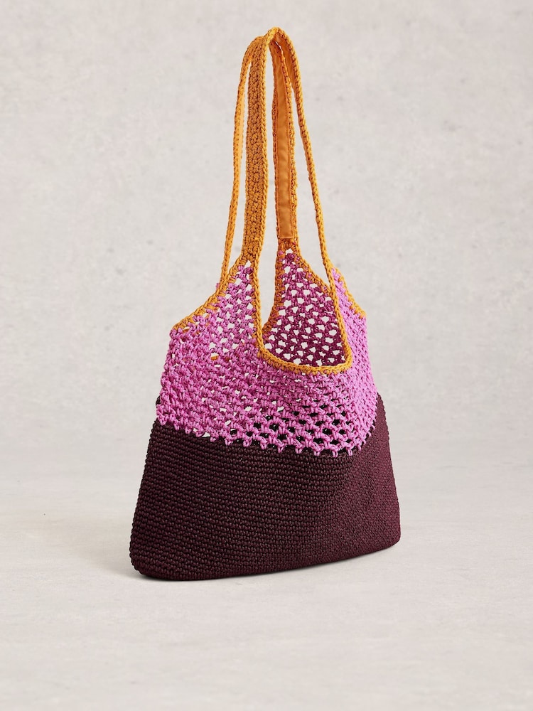 粉色／棕色 - White Stuff Christe Crochet Shopper Bag - 圖片 1/4