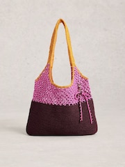 粉色／棕色 - White Stuff Christe Crochet Shopper Bag - 圖片 2/4
