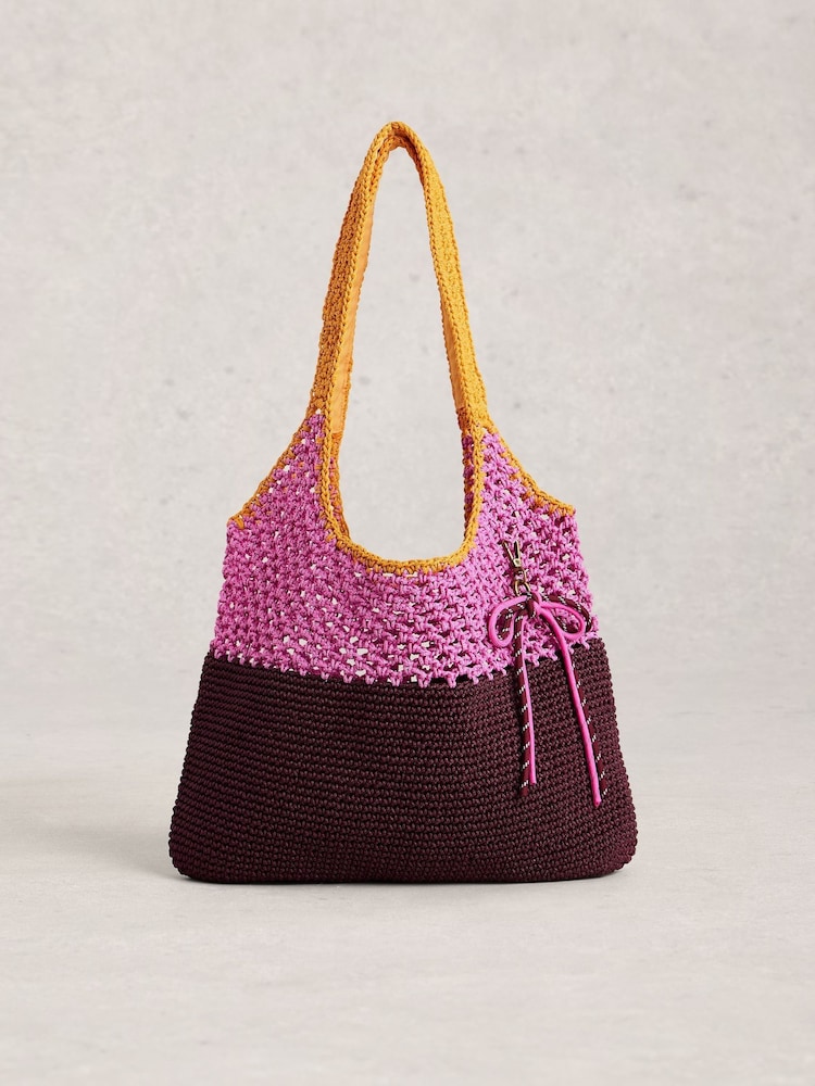 粉色／棕色 - White Stuff Christe Crochet Shopper Bag - 圖片 2/4