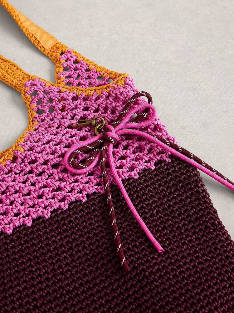 粉色／棕色 - White Stuff Christe Crochet Shopper Bag - 圖片 4/4