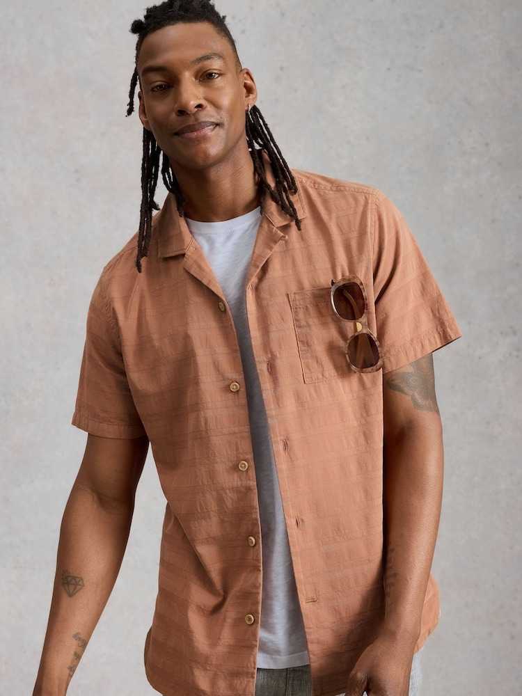 White Stuff Orange Heywood Short Sleve Herringbone Shirt - Image 1 of 6 White Stuff Orange Heywood Short Sleve Herringbone Shirt - Image 1 of 6
