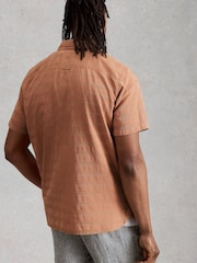 White Stuff Orange Heywood Short Sleve Herringbone Shirt - Image 2 of 6