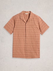 White Stuff Orange Heywood Short Sleve Herringbone Shirt - Image 5 of 6