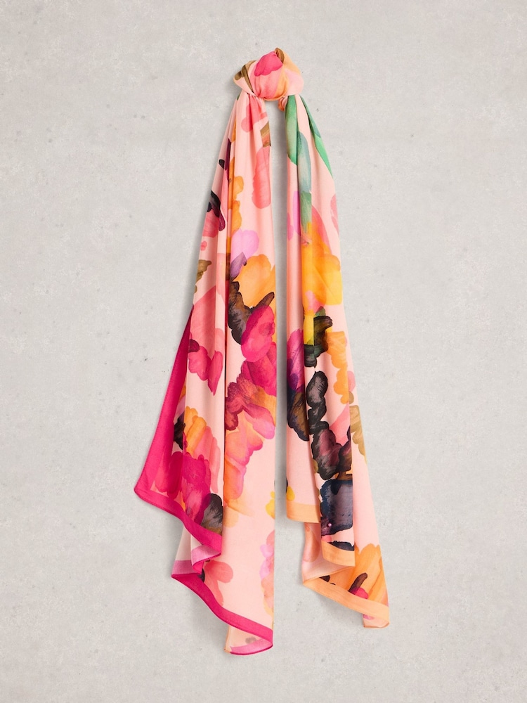White Stuff Pink Sophie Printed Scarf - Image 1 of 3