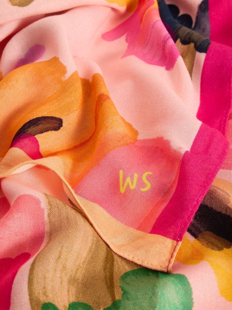 White Stuff Pink Sophie Printed Scarf - Image 3 of 3