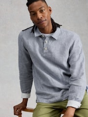 White Stuff Blue Carlton Linen Pop Over Shirt - Image 2 of 6