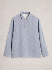 White Stuff Blue Carlton Linen Pop Over Shirt - Image 5 of 6