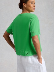 White Stuff Green Colleen Cutwork Top - Image 2 of 6