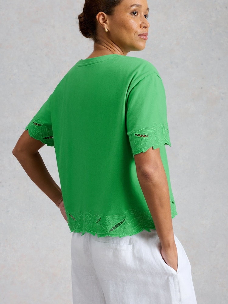 White Stuff Green Colleen Cutwork Top - Image 2 of 6