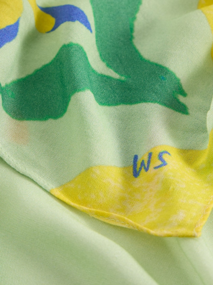 White Stuff Yellow Sophie Printed Scarf - Image 4 of 4