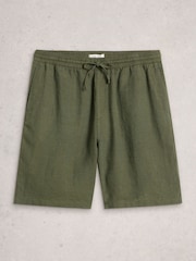 White Stuff Green Lewes Stripe Linen Shorts - Image 5 of 6