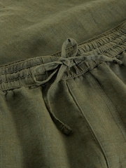 White Stuff Green Lewes Stripe Linen Shorts - Image 6 of 6