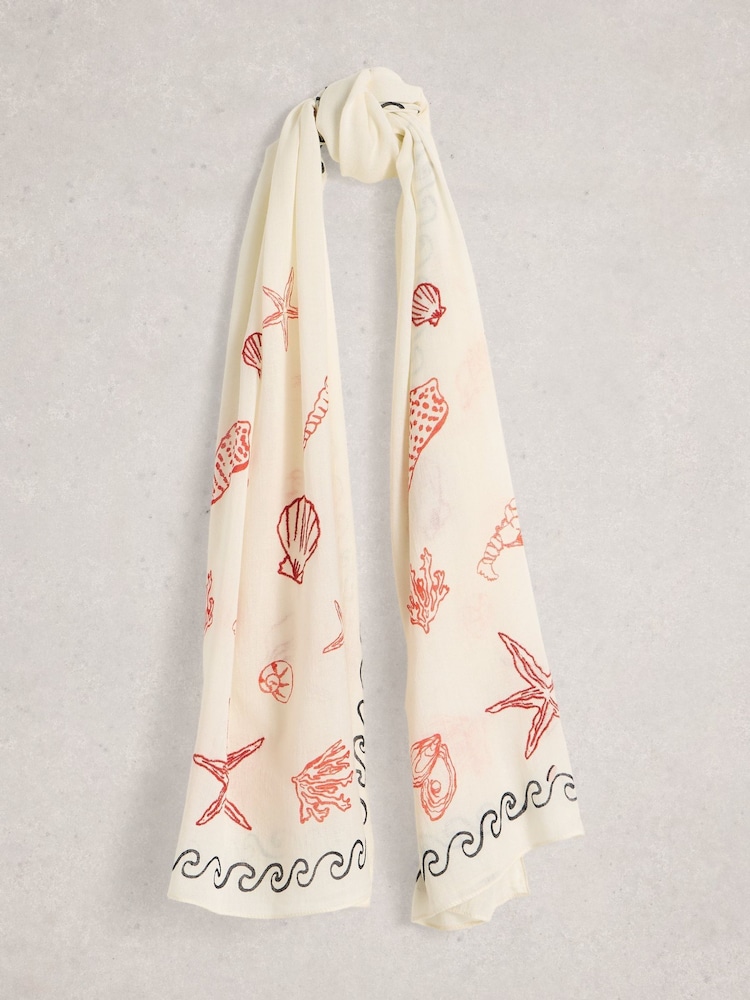 White Stuff White Embroidered Shell Scarf - Image 2 of 3