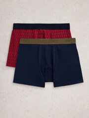 White Stuff Red Hove Boxers Print & Plain 2 Pack - Image 1 of 4