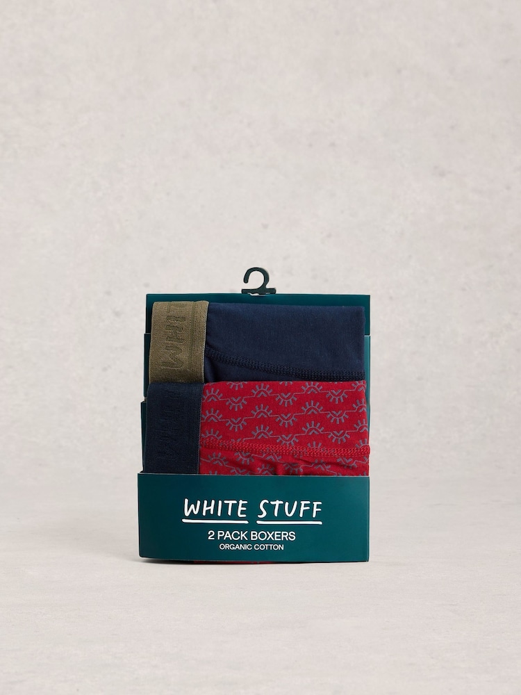 White Stuff Red Hove Boxers Print & Plain 2 Pack - Image 4 of 4