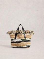 White Stuff Natural Freya Crochet Tassle Bag - Image 2 of 3