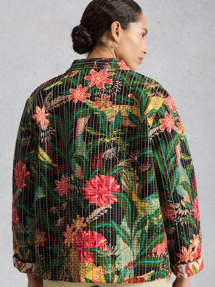 White Stuff Green Printed Quilted Jacket - Image 2 of 5