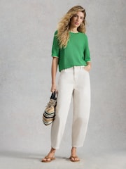 White Stuff Green Holly Pointelle T-Shirt - Image 1 of 6