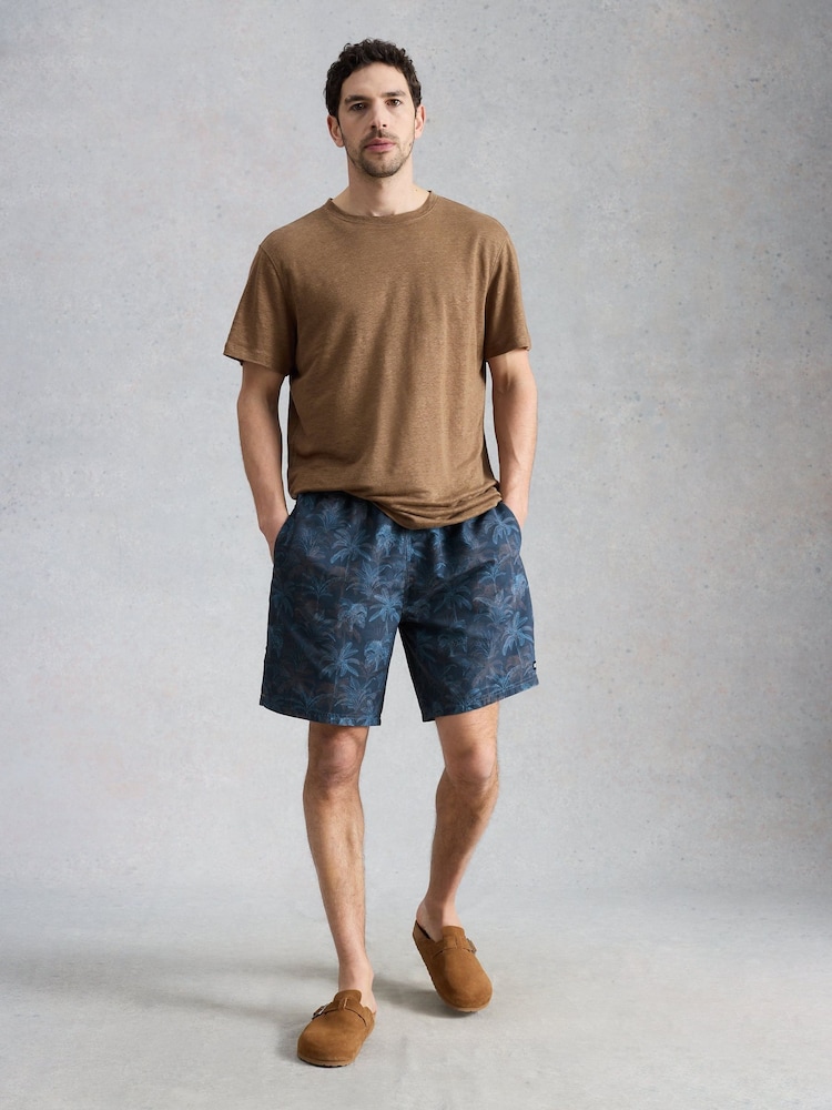 White Stuff Blue Ventnor Palm Swim Shorts - Image 1 of 6