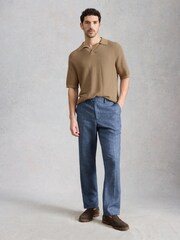 White Stuff Brown Thame Texture Knitted Polo Shirt - Image 2 of 6