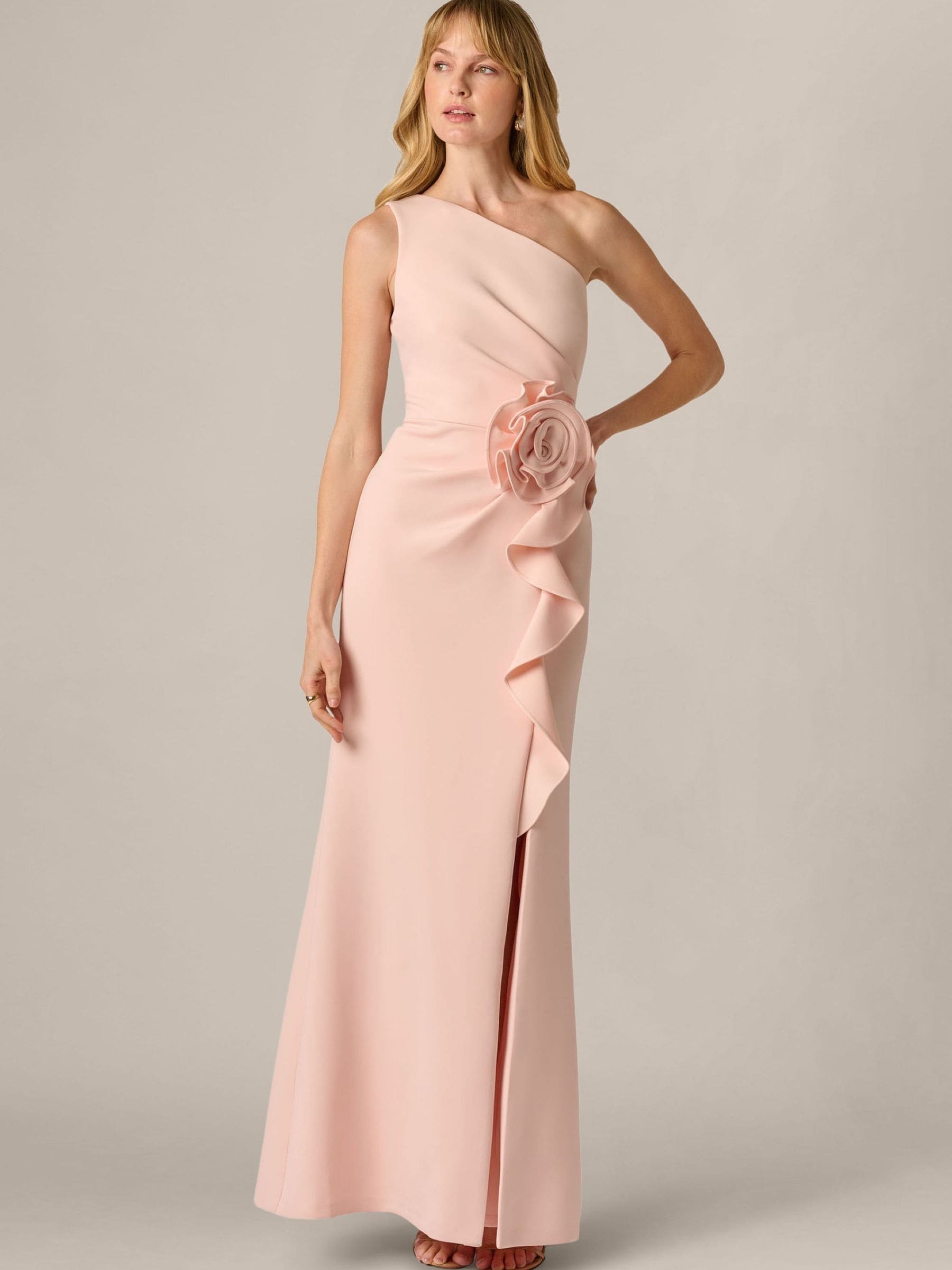 Buy Adrianna Papell Pink Petite Scuba Rosette Long Gown from Next USA