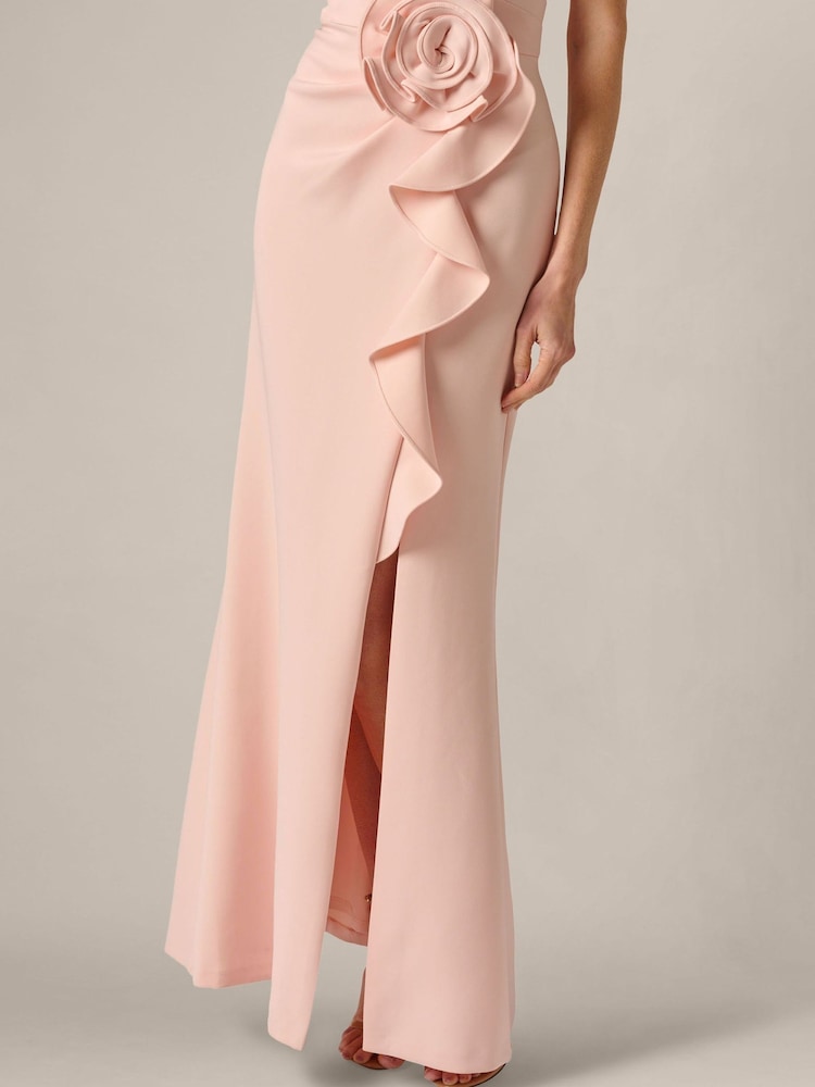 Adrianna Papell Pink Petite Scuba Rosette Long Gown - Image 5 of 5