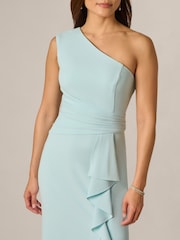 Adrianna Papell Petite Side Ruffle Crepe Column Gown - Image 4 of 6