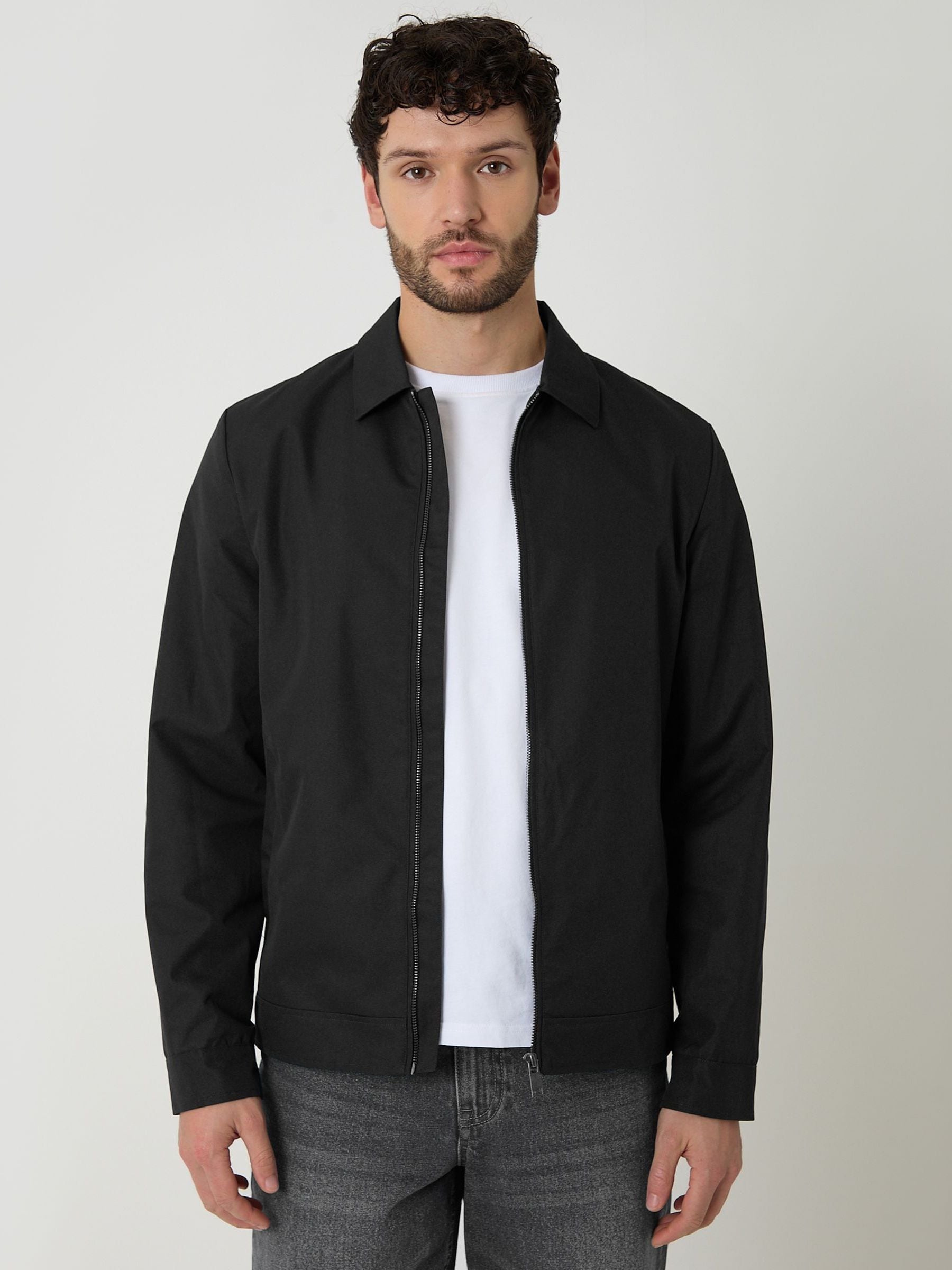 Buy Threadbare Black Showerproof Lightweight Collared Zip Through