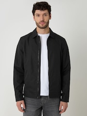 Threadbare Black Showerproof Lightweight Collared Zip Through Jacket - Image 1 of 5