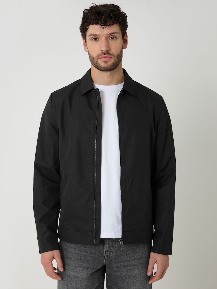 Threadbare Black Showerproof Lightweight Collared Zip Through Jacket - Image 1 of 5