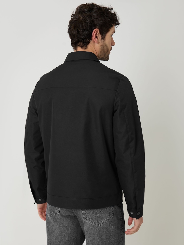 Threadbare Black Showerproof Lightweight Collared Zip Through Jacket - Image 2 of 5