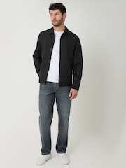 Threadbare Black Showerproof Lightweight Collared Zip Through Jacket - Image 3 of 5