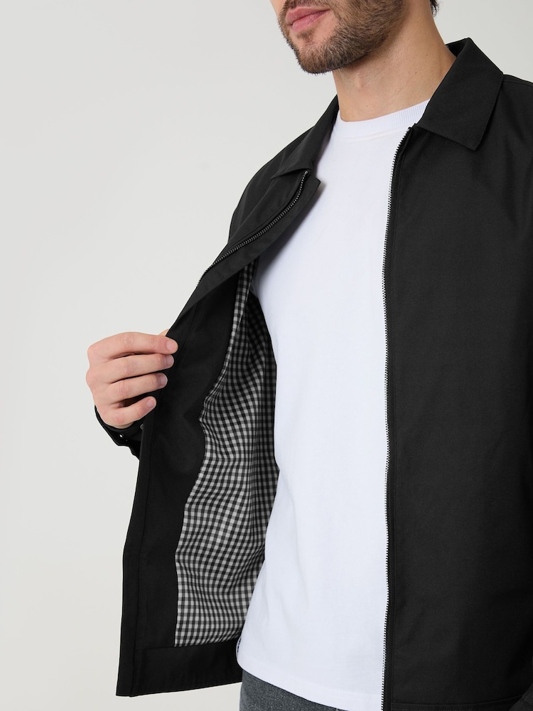 Threadbare Black Showerproof Lightweight Collared Zip Through Jacket - Image 5 of 5