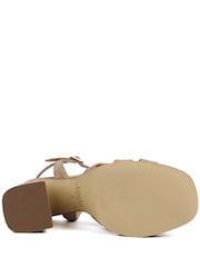 Jones Bootmaker Sand Suede Gloriana Block Heel Leather Buckled Sandals - Image 5 of 6